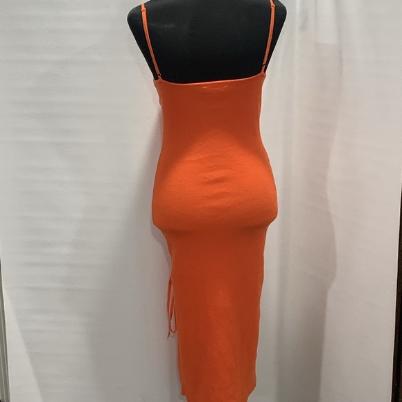 Hera Collection Spaghetti Strap Orange Bandage lace up midi dress Size M - Picture 3 of 7
